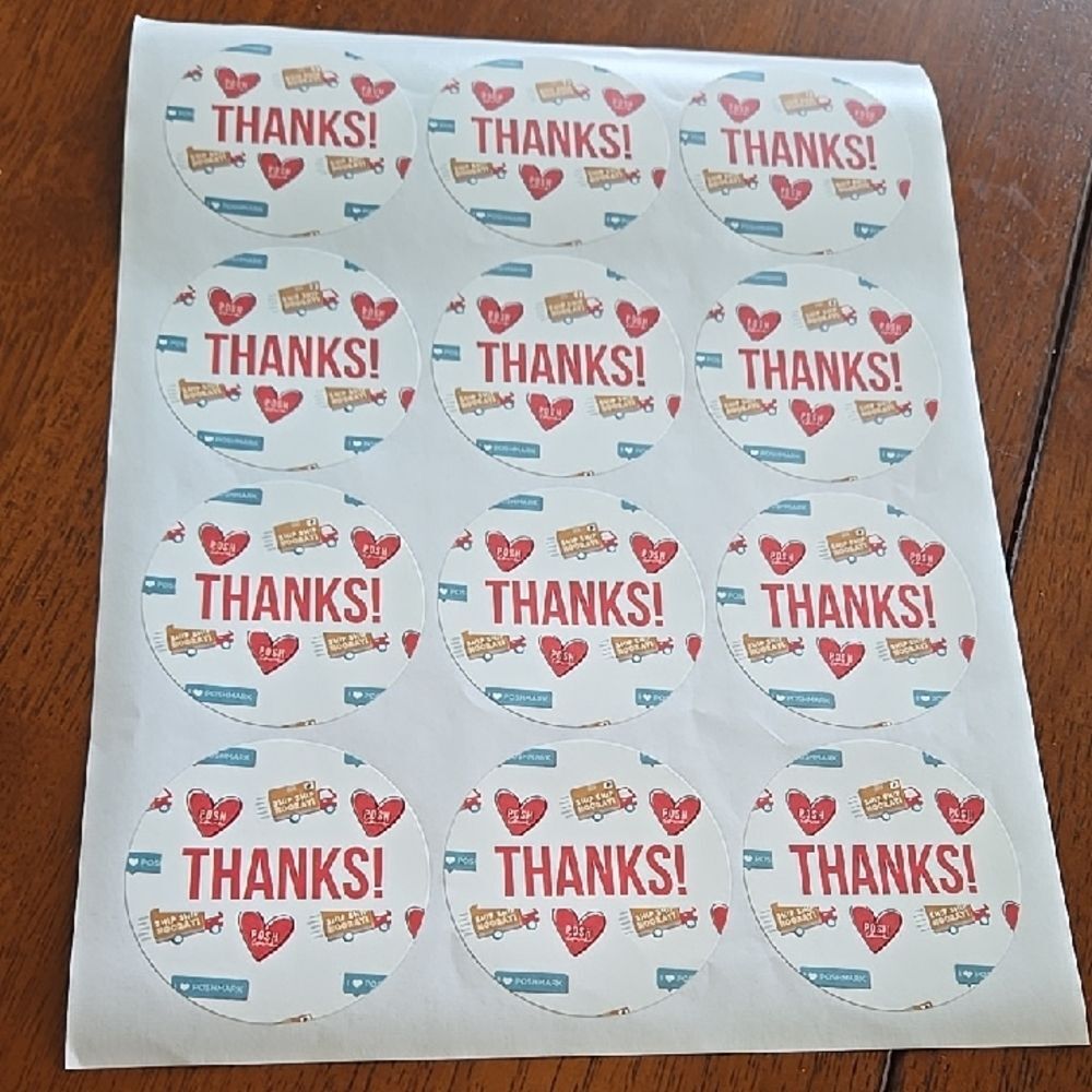 Thanks Stickers Sheet Poshmark Posh Swag Merch RARE big Sticker 1 Sheet 12 Indiv